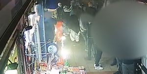 Fireworks being set off on the high street in Smethwick, West Mids.