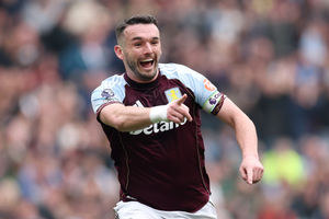 John McGinn of Aston Villa celebrates opening the scoring (Photo by Michael Regan/Getty Images)