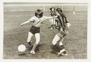 New Cross Hospital Ladies v GKN Sankey Men - the two teams play a charity football match and although the men won 6-0, the hospital was still on the winning side, as a 'goodly sum was raised', said the caption. August 10, 1975