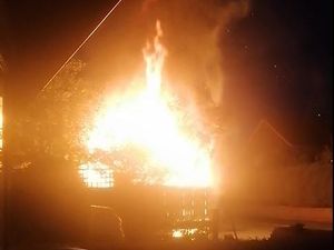 Supporting image for story: Raging shed fire stopped from spreading to homes in Shrewsbury