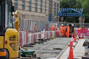 Businesses and traffic have been disrupted by work to lay tram lines along Pipers Row in Wolverhampton