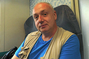 Pawel Libera travels on the train to Birmingham