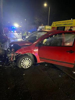 One of the vehicles involved in the accident in Hall Street, Dudley