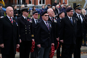 Servicemen, veterans and Royal British Legion members waiting to lay their wreaths. Pic by Andy Compton