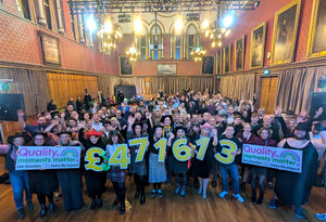 Supporters celebrating the total at the Big Night Live event at Chester Town Hall.