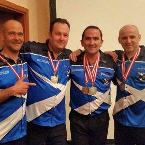 A team effort - Ritchie (second left) formed part of a Scottish quartet.