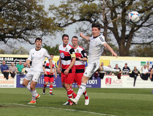 A near miss for Sean Clancy of AFC Telford United