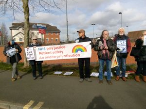 Supporting image for story: Bridgnorth protestors join national campaign outside town's hospital