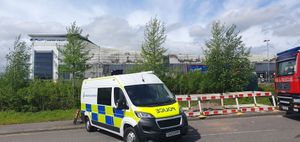 A van from Staffordshire Police was visible on site