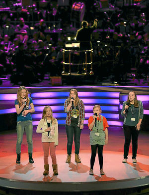 The Poppy Girls rehearsing for the British Legion Festival of Remembrance