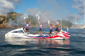 Ian Davies and his team mates The Atlantic Mavericks cross the finish line four years ago