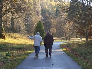 Waggy and Steve Gordos walking in Balmoral, where the former Wolves man would pass on extensive knowledge of the plants and the birds.