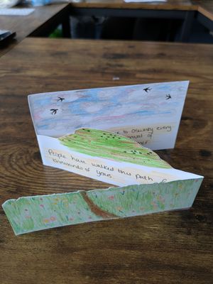 Creating little books in the workshop after the walk.