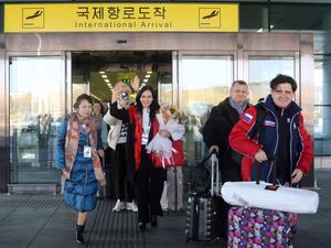 Tourists from last year at Pyongyang airport