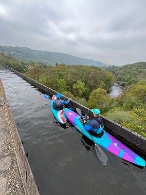 The Pontcysyllte Aqueduct crosses the River Dee