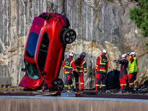 Supporting image for story: Volvo drops cars from 30 metres to help rescue services hone life-saving skills
