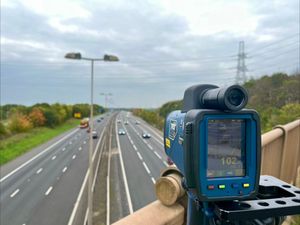 Staffordshire Police temporary speed trap on the M6Toll