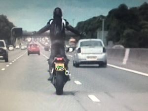 Supporting image for story: Posing for a selfie, pulling a wheelie, speeding at 117MPH: M6 biker blasted for 'shocking' antics