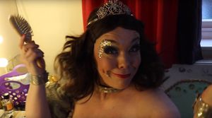 Lisa in the dressing room ready to grace the stage