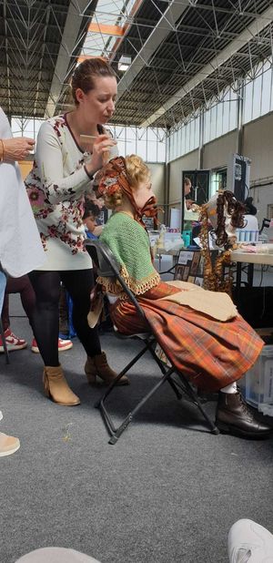 Finishing touches to hair and makeup