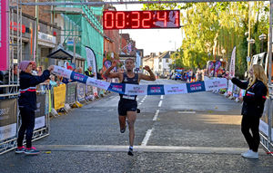 First male through the finish line in Oswestry was Jason Bennett of Birchfield Harriers