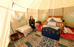 Visitor Chloe Burston in one of the pods at Himley Park
