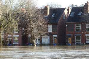 The house in the height of the floods earlier this year
