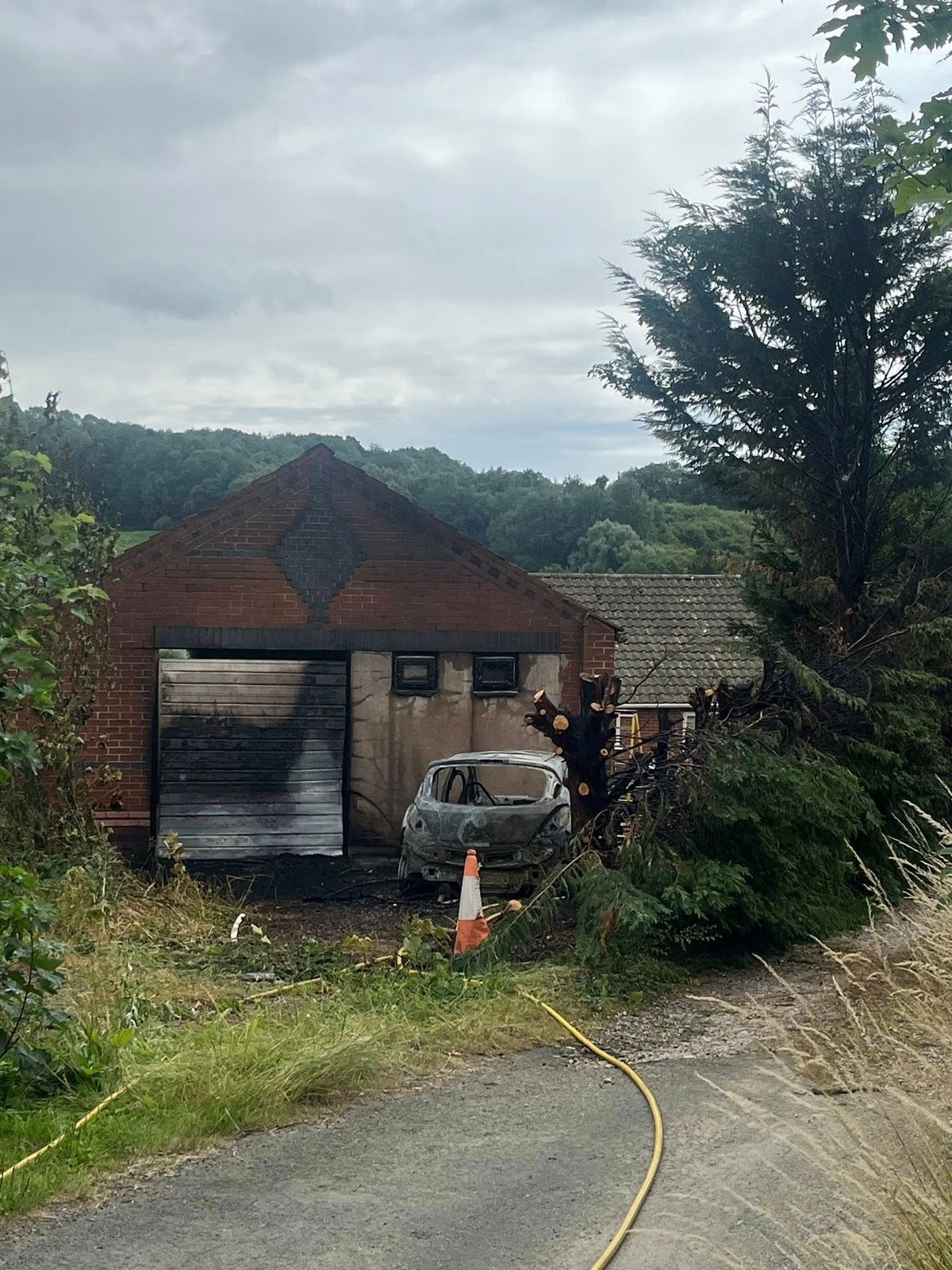 Bonfire spreads and destroys car in border village