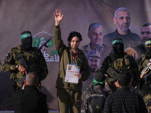 Supporting image for story: Hamas releases three male hostages as part of ceasefire deal with Israel