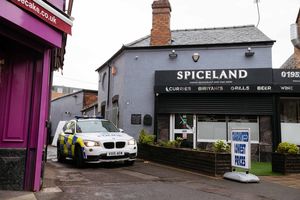 LAST COPYRIGHT SHROPSHIRE STAR JAMIE RICKETTS 18/06/2022 - Police incident in Market Street Wellington last night. One police vehicle still on scene the morning after..
