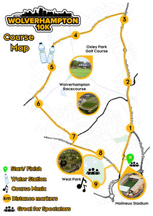 The route takes in a wide area to the north of the city. Photo: Wolves 10k