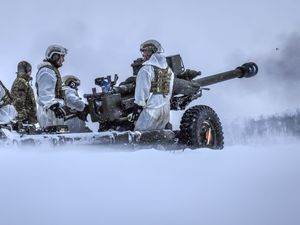 British forces wearing white and green camouflage in Norway