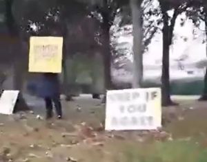 Protesters outside Madeley Academy on Thursday this week