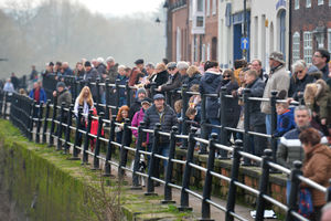 Crowds of people gathered to watch the race.