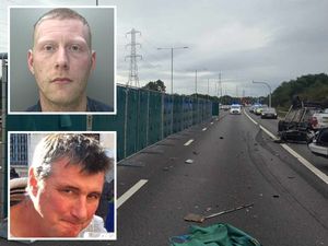 The scene of the M6 crash. Inset (top) Michael Preston, and Anthony Marston