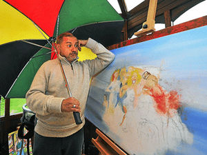 Supporting image for story: Painting of flotilla ruined by Diamond Jubilee downpours