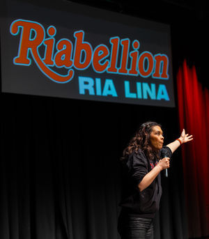 Ria Lina performs her comedy show Riabellion at The Edge Arts Centre, Much Wenlock. Photo: Andy Brooks