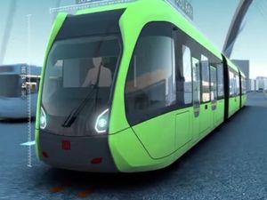 Supporting image for story: China's new driverless buses will run on a 'virtual track' made up of painted white lines and sensors