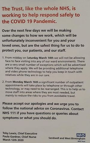 The posters at Sandwell and City hospitals