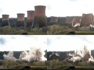 The moment the Ironbridge cooling towers came down
