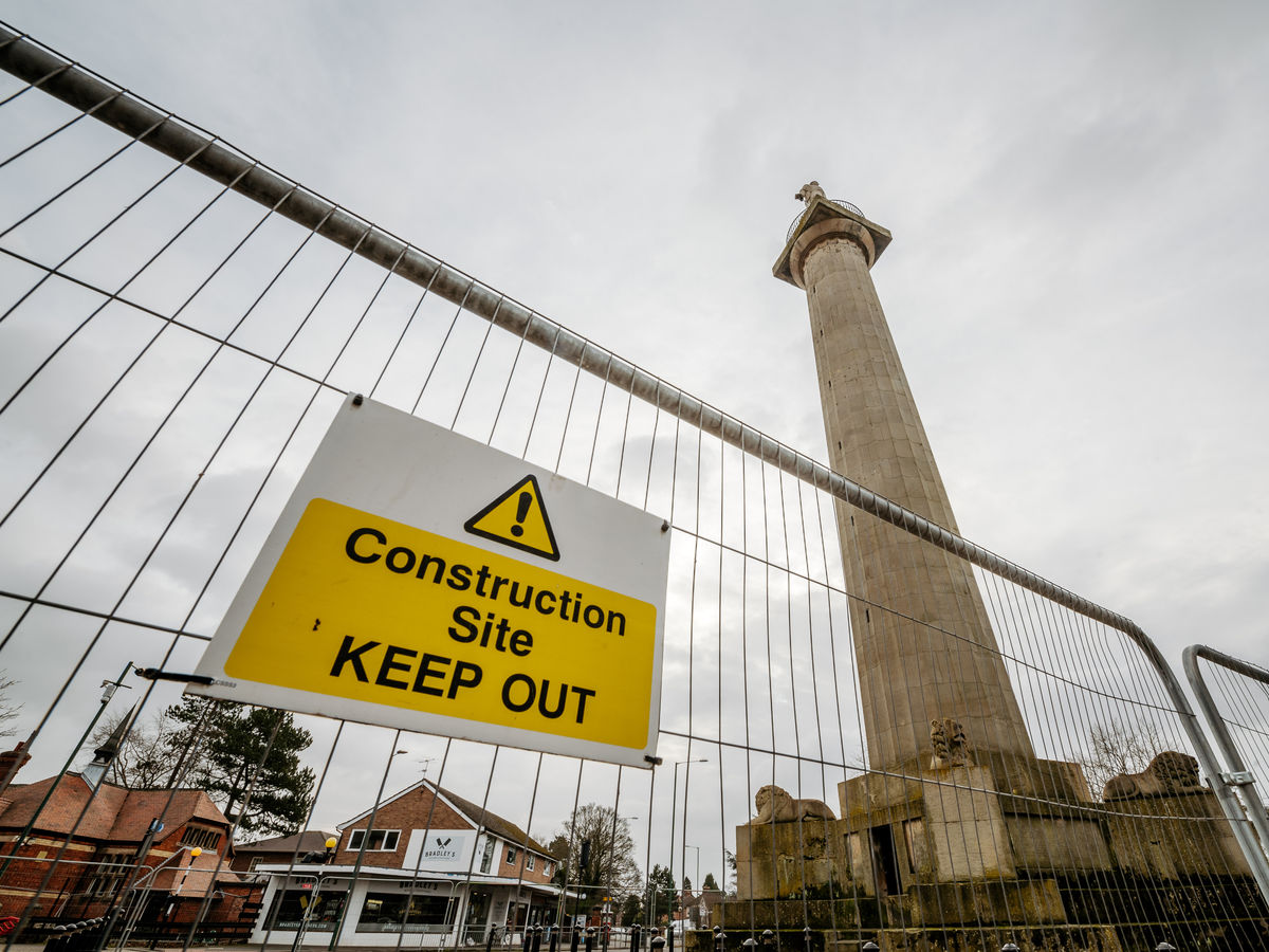 Work under way on &pound;150k project to fix Shrewsburys crumbling Lord Hill column