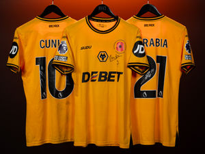 Supporting image for story: Signed and worn Wolves football shirts from top players are going under the hammer for an important reason