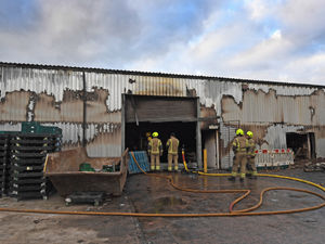 Supporting image for story: Drone video shows devastation of meat factory blaze near Wolverhampton 'believed to be accidental'