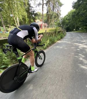 Tom during the cycle ride