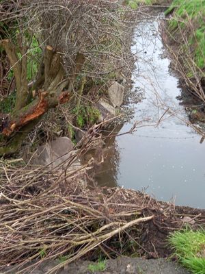 There is now a lot of debris following the collapsed culvert in Cardington. Picture: LDRS