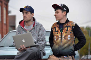 Stinson talks to his friend Grimes