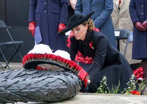 The Princess of Wales lays a wreath at the National Memorial Arboretum in Alrewas, Staffordshire. 