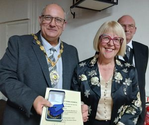Alison Bates, Chair of the Market Drayton-Pézenas Twinning Association, was recognised for her commitment to maintaining the town’s cherished international relationship with its twin town in France. Pic: Market Drayton Town Council
