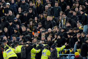 BSC Young Boys fans cause trouble during the UEFA Europa League, league phase match at Villa Park, Birmingham. Picture date: Thursday November 27, 2025.