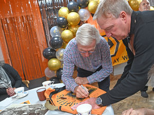 Supporting image for story: Former Wolves stars prove a big hit with care home visit 